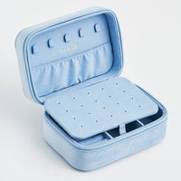 Forget Me Not Blue Velvet Embroidered Jewelry Box