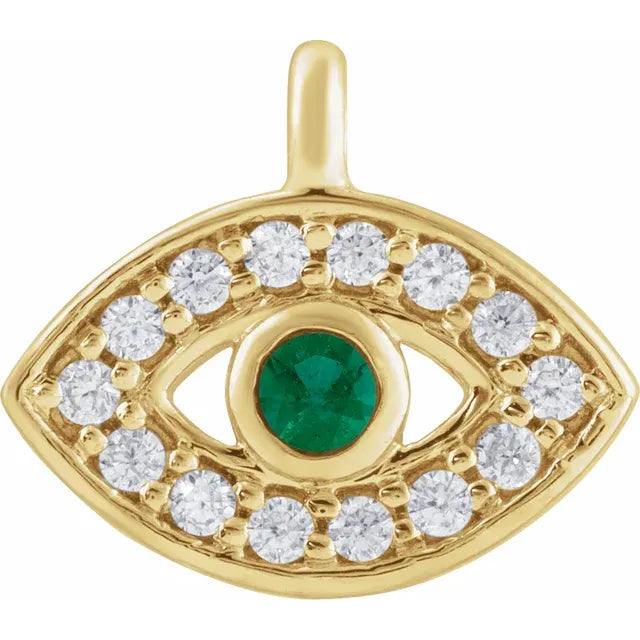 Evil Eye Solid 14k Gold and Diamond Charm (Charm only)