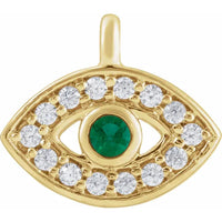 Evil Eye Solid 14k Gold and Diamond Charm (Charm only)