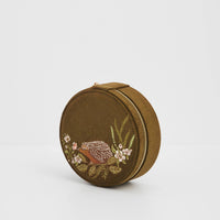 Hedgehog Embroidered Round Jewelry Box