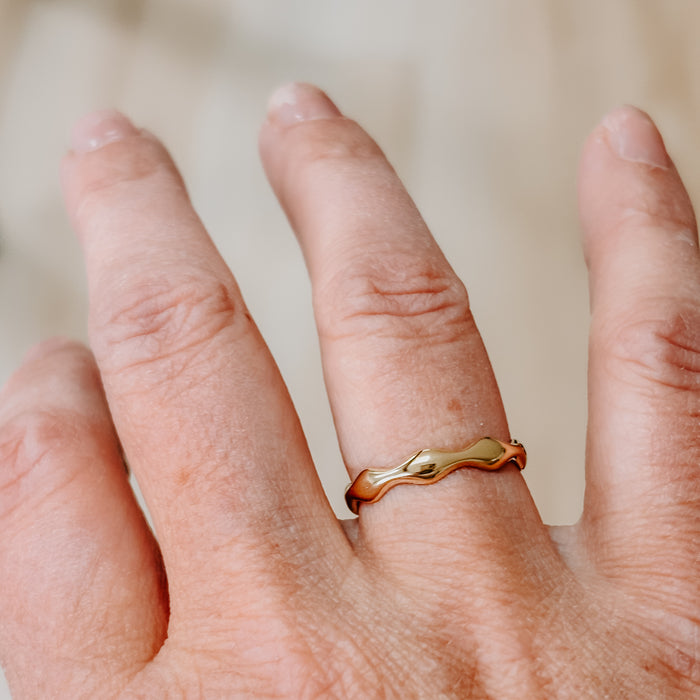Ocean Waves Solid 14k Gold Ring