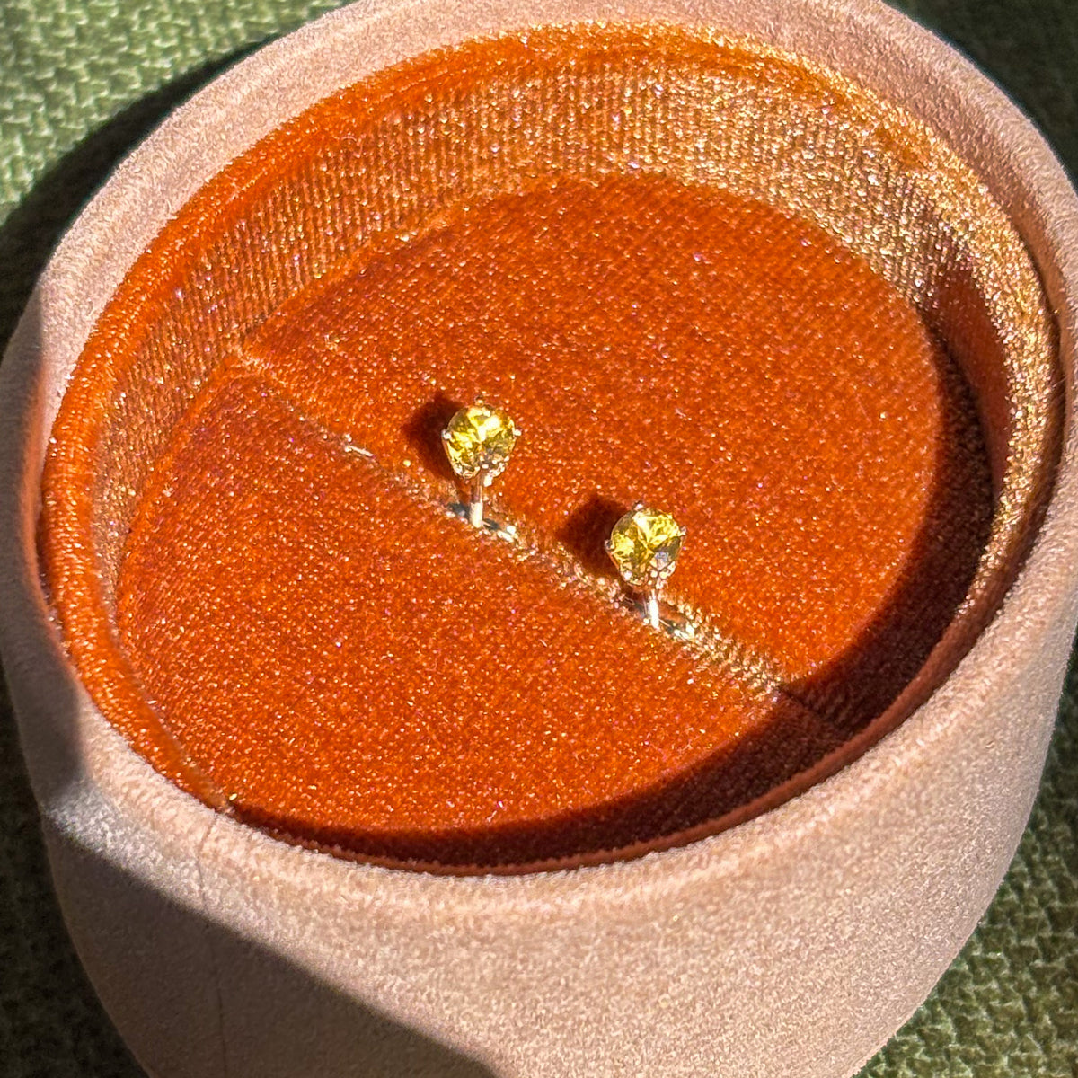 Citrine Solid 14k Gold Stud Earrings