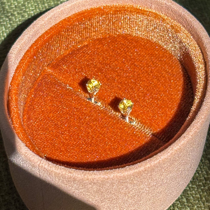 Citrine Solid 14k Gold Stud Earrings