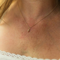 Lightning Bolt Solid 14k Gold Charm Necklace