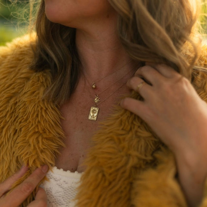 The Sun Tarot Card 14k Gold Charm Necklace