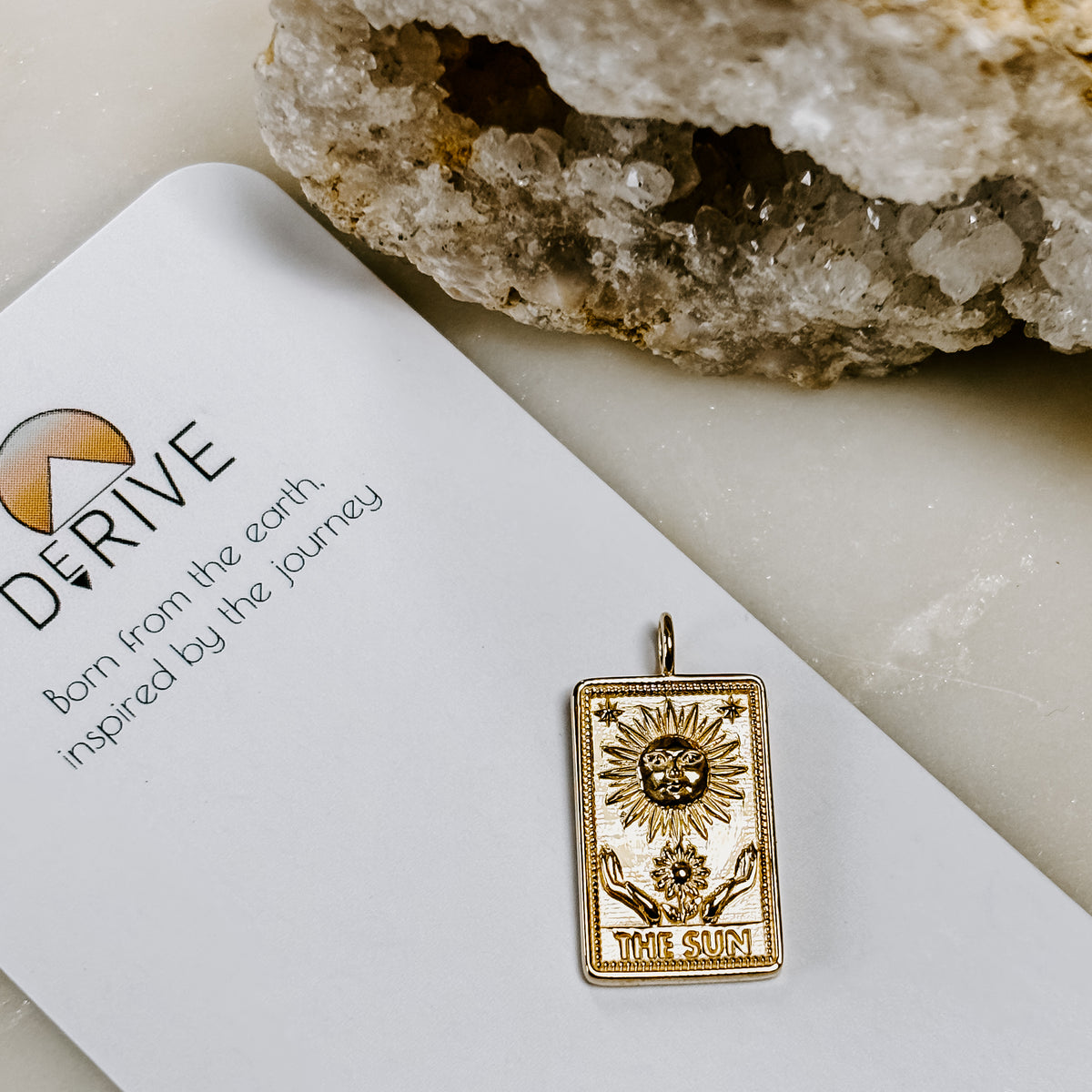 The Sun Tarot Card Pendant (Pendant Only) 14k Gold Charm