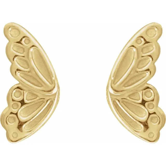 Butterfly Solid 14k Gold Stud Earrings
