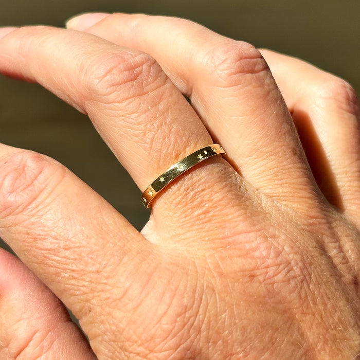 Dainty Celestial Ring in Solid 14k Gold