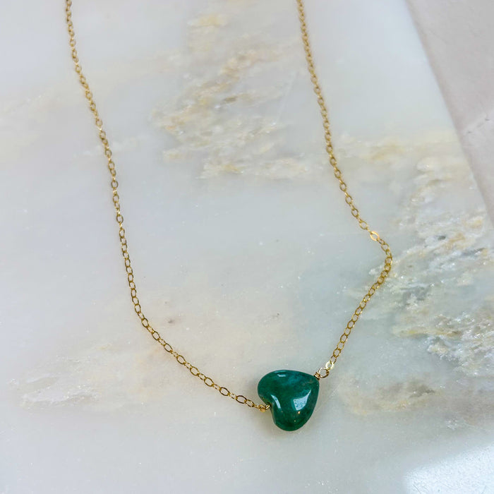 Agate Heart Necklace in 14k Gold Fill or Sterling Silver