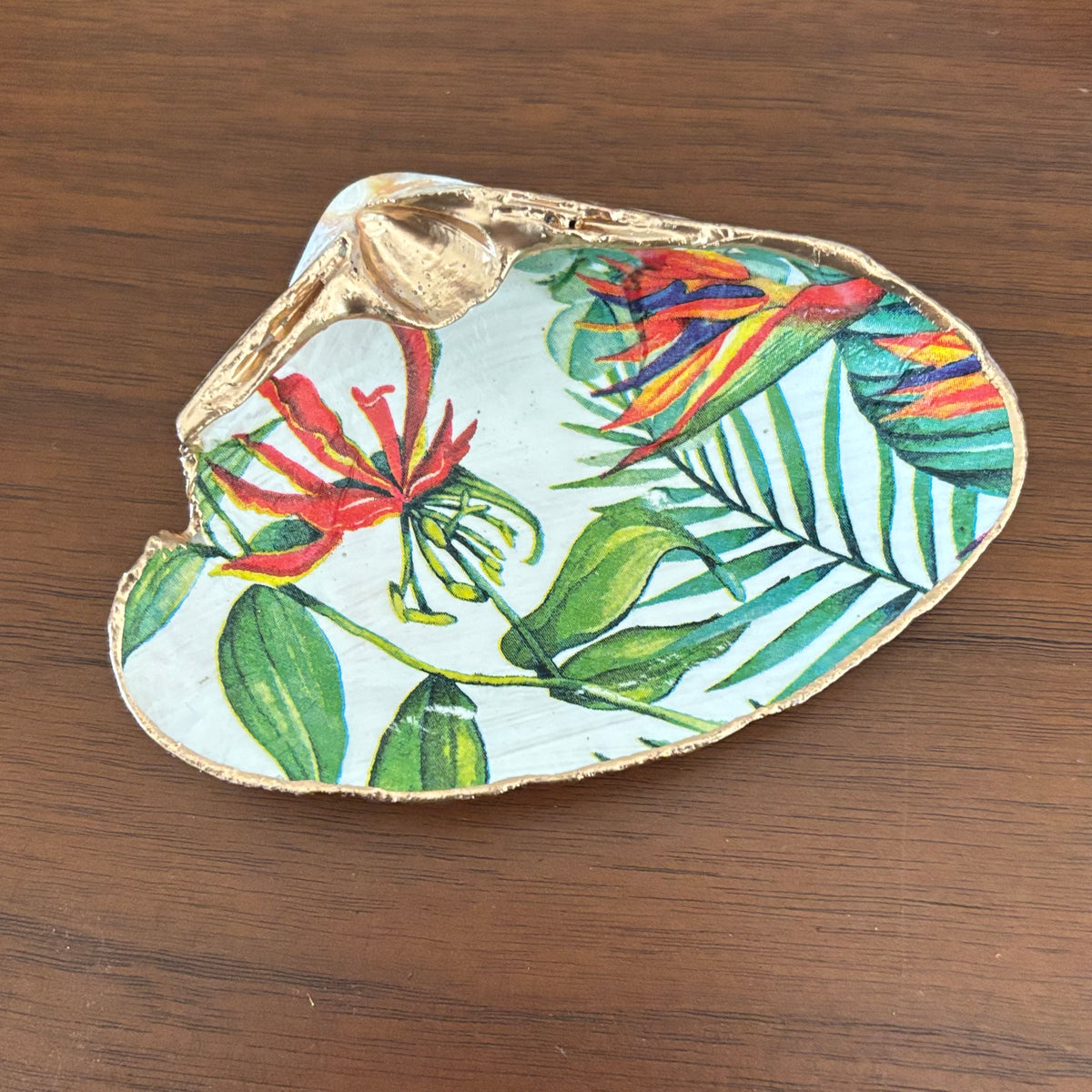 Birds of Paradise Shell Jewelry Dish