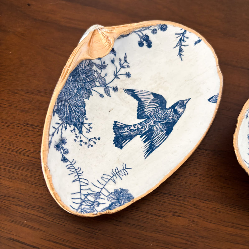 Blue Bird Shell Jewelry Dish
