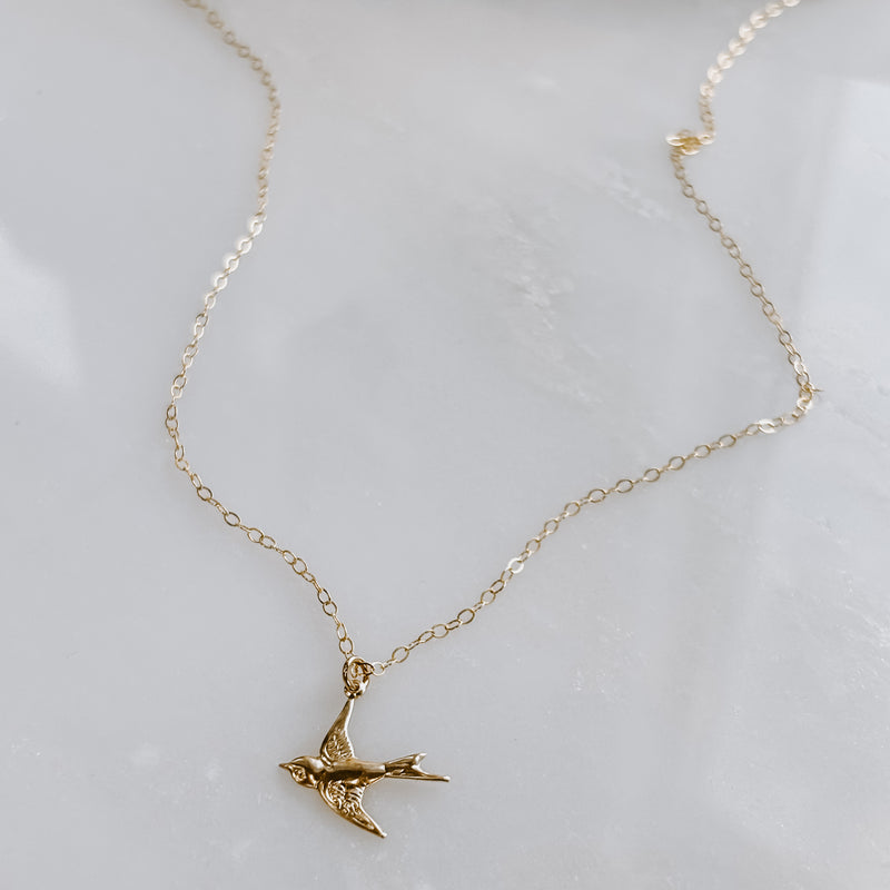 Dainty Flying Sparrow Necklace