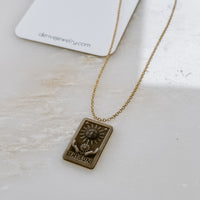 The Sun Tarot Card 14k Gold Charm Necklace