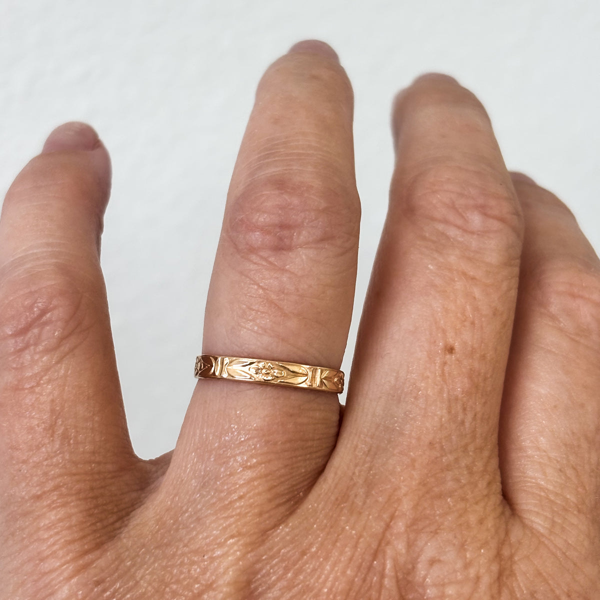 Solid 14k Gold Art Deco Stacking Ring