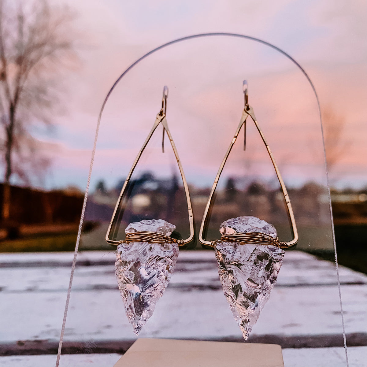 Nala Quartz Crystal Arrowhead Earrings (WS)