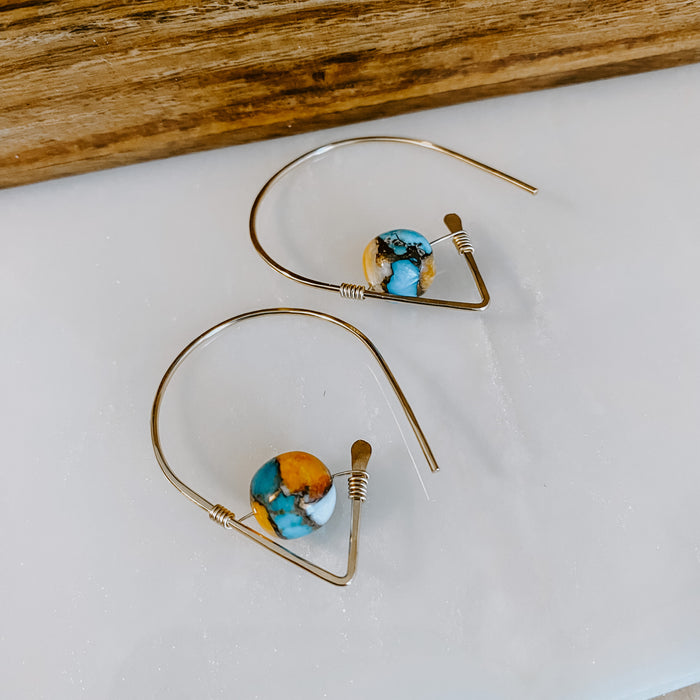 Spiny Oyster Turquoise Ear Threaders