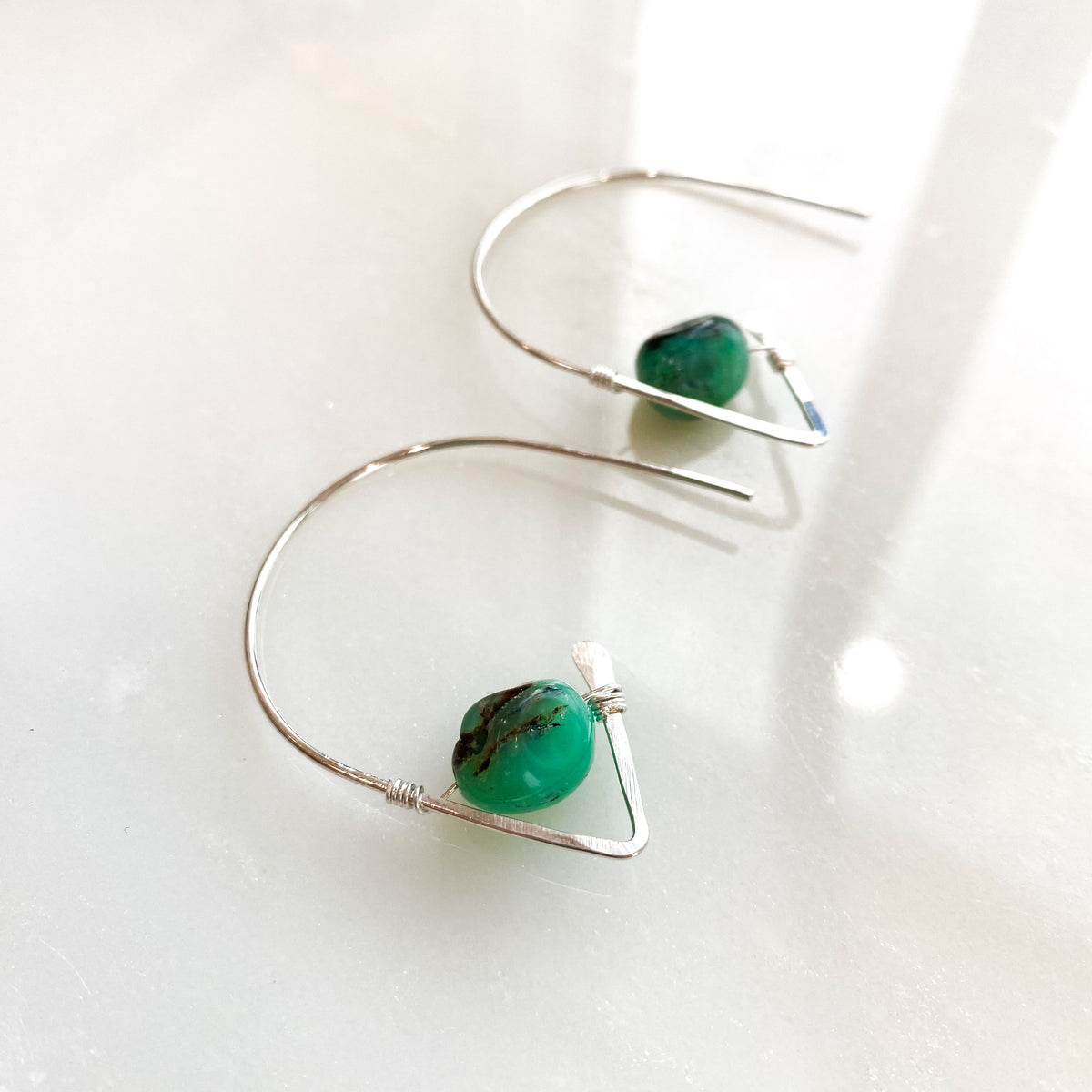 Australian Chrysoprase Threader Earrings