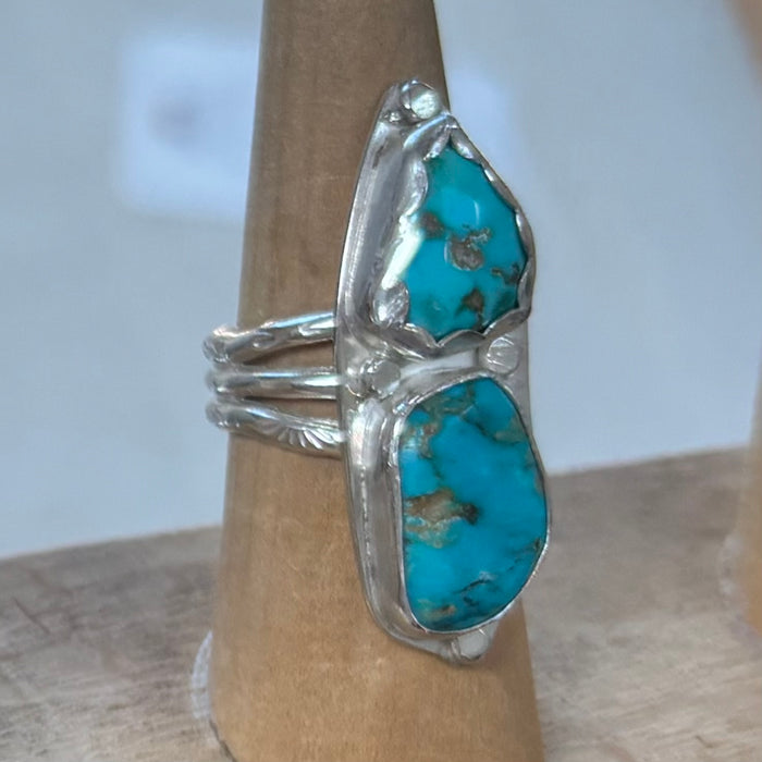 Kingman Turquoise double stone Ring size 7.5