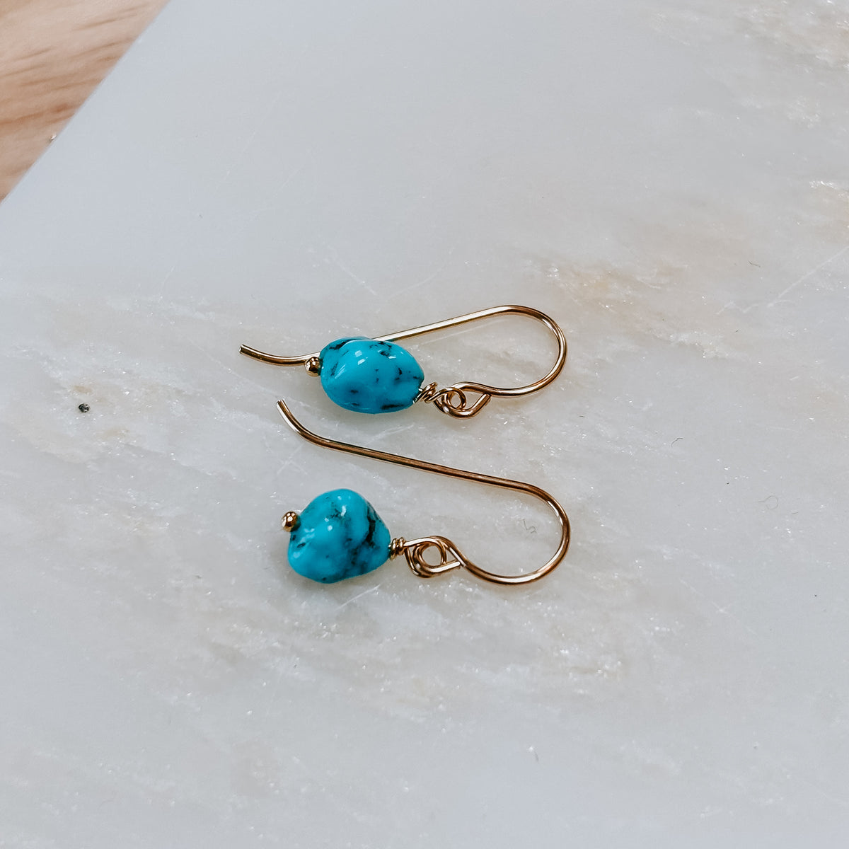 Mini Turquoise Nugget Drop Earrings