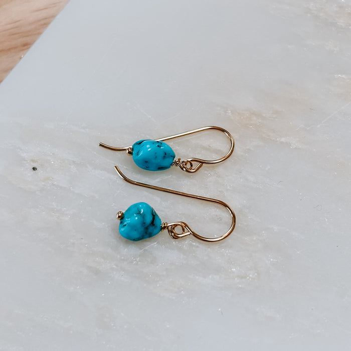 Mini Turquoise Nugget Drop Earrings