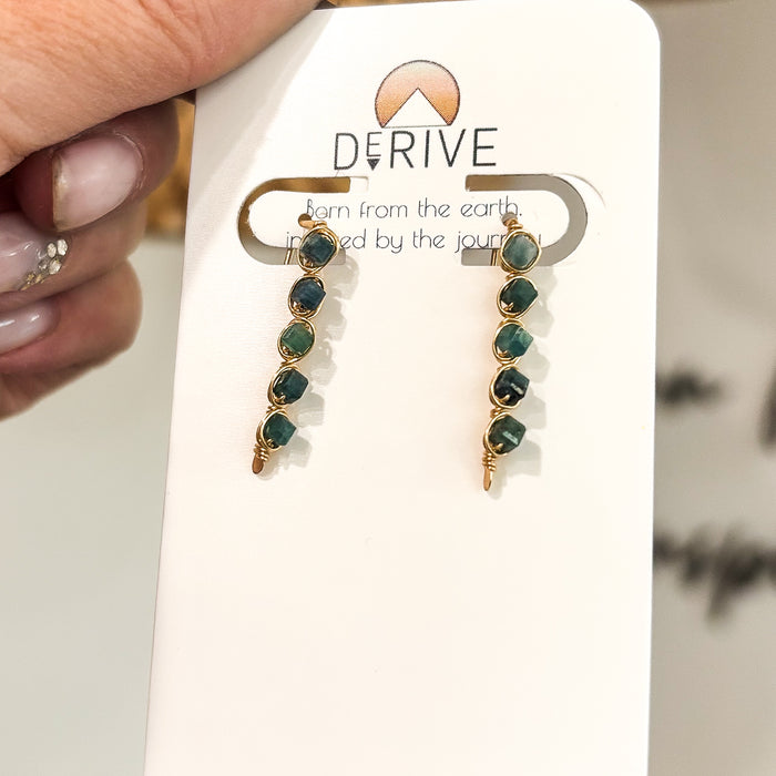Blue Tourmaline Threader Earrings