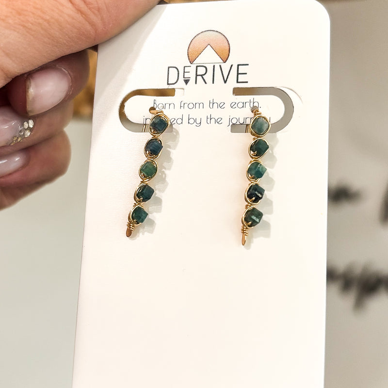 Blue Tourmaline Threader Earrings