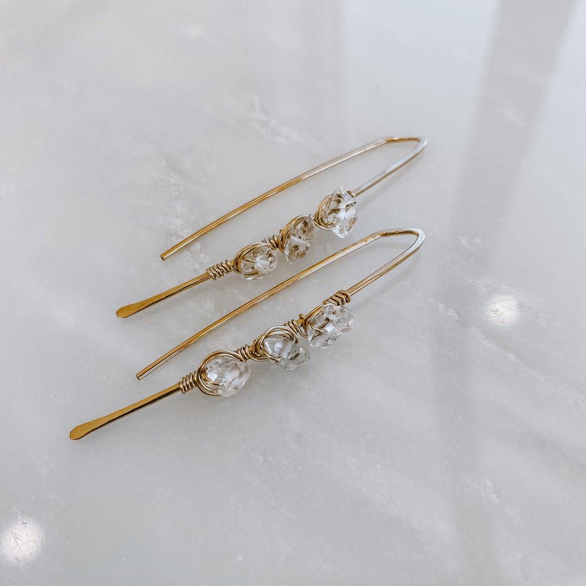 Atlantic Threader Earrings with Herkimer Diamond (WS)