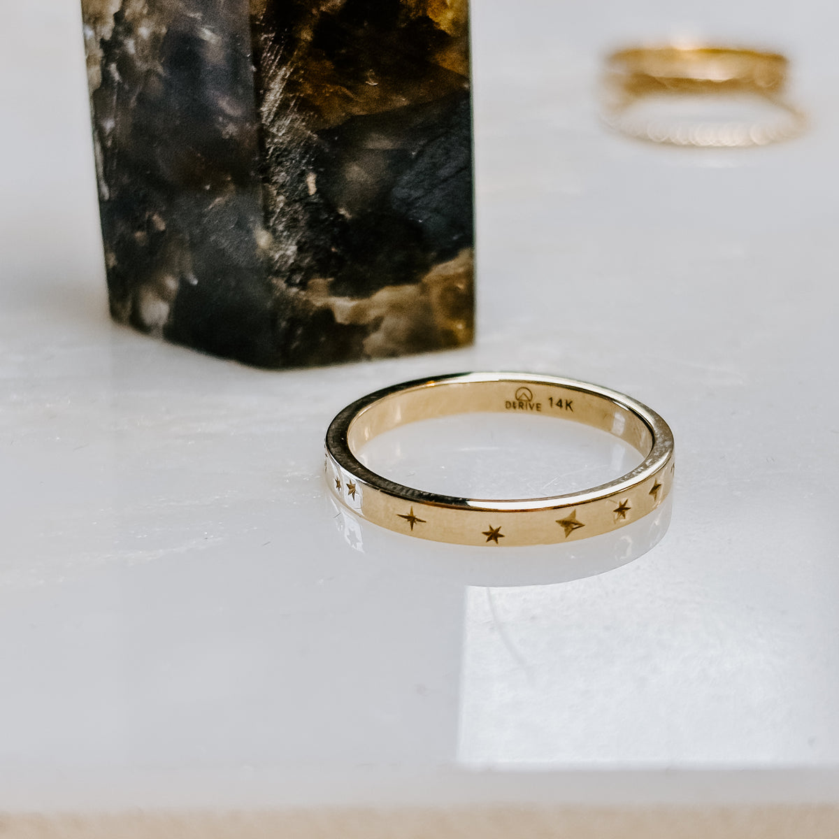 Dainty Celestial Ring in Solid 14k Gold