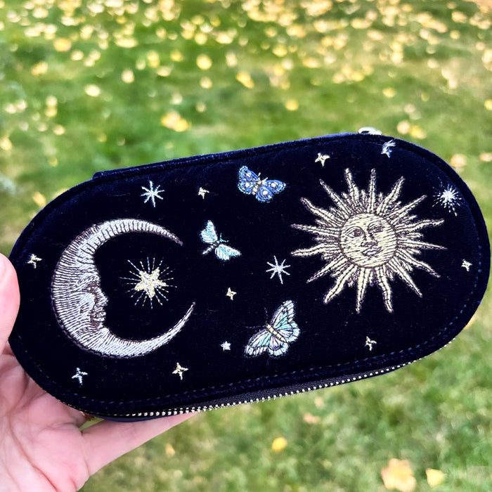Night Sky Embroidered Oval Jewelry Box