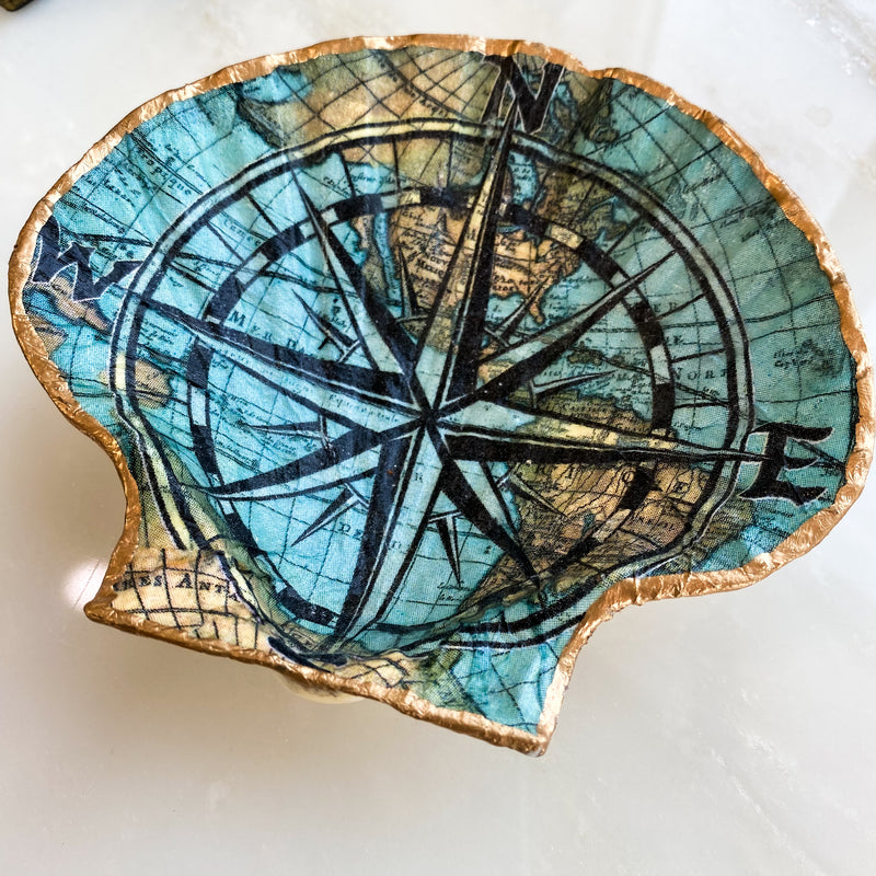 Large compass Shell ring dish