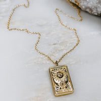 The Sun Tarot Card 14k Gold Charm Necklace