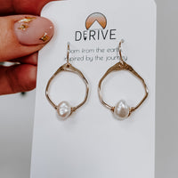 Mini Organic Hoop Pearl Earrings