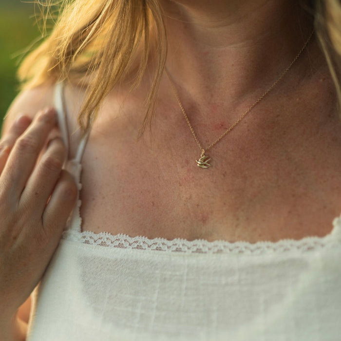 Song Bird Solid 14k Gold Charm Necklace