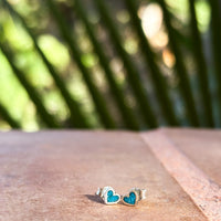 Turquoise Inlay Heart Stud Earrings (WS)