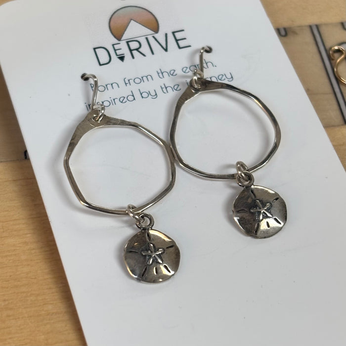 Mini Organic Hoop Earrings with sand dollar charms