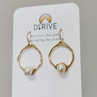 Mini Organic Hoop Pearl Earrings