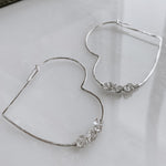 Herkimer Diamond Heart Threader Earrings