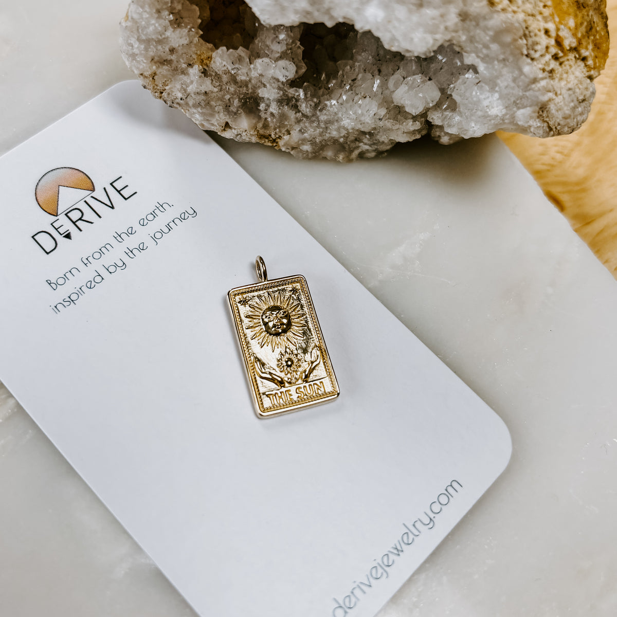 The Sun Tarot Card Pendant (Pendant Only) 14k Gold Charm