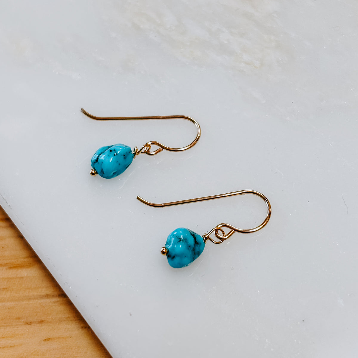 Mini Turquoise Nugget Drop Earrings