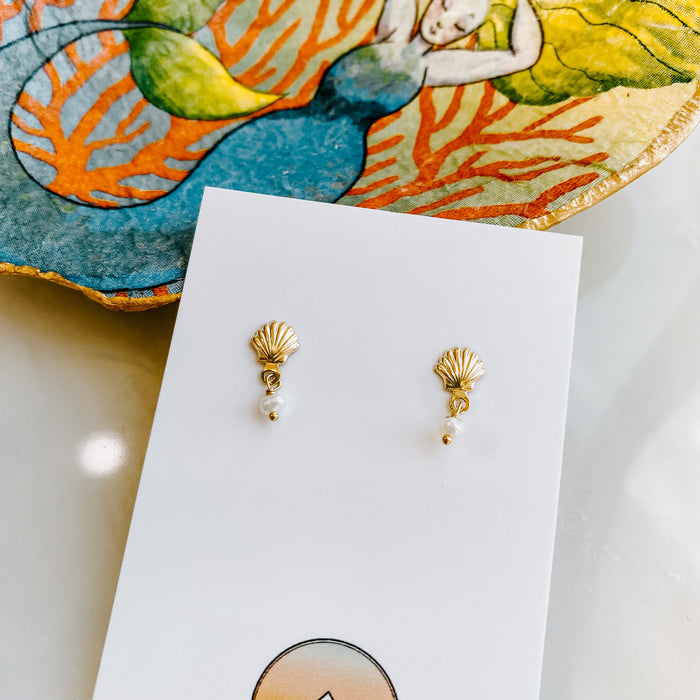 Ariel Sea Shell Stud Earrings