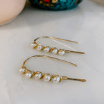 Mini Pearl U Shaped Threader Earrings