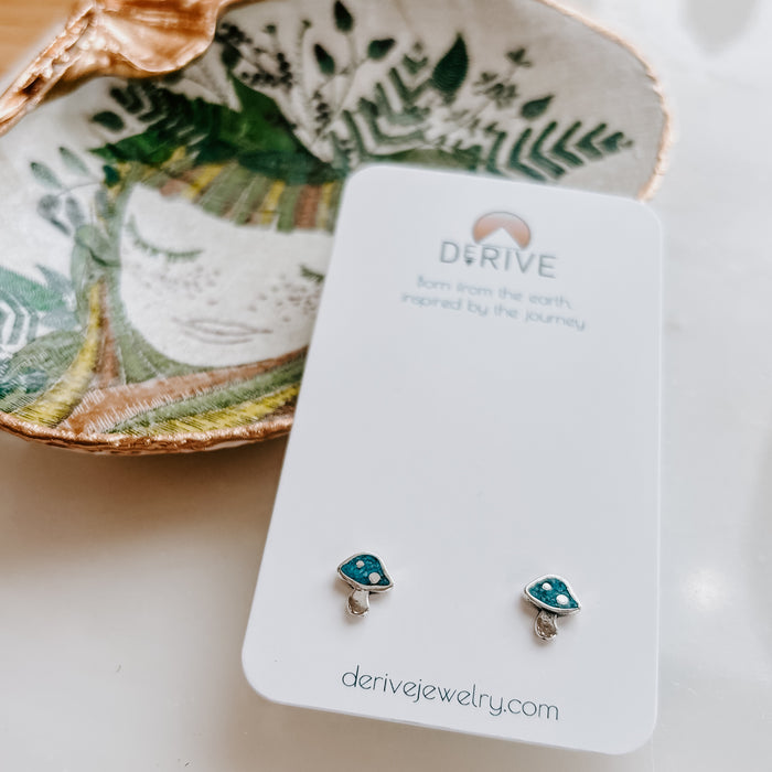 Turquoise Inlay Mushroom Stud Earrings