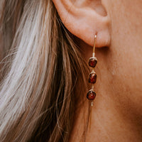 Ember Glow Garnet Threader Earrings (WS)