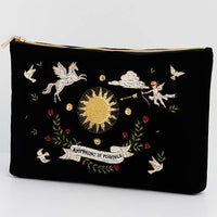 Black Celestial Velvet Embroidered Pouch