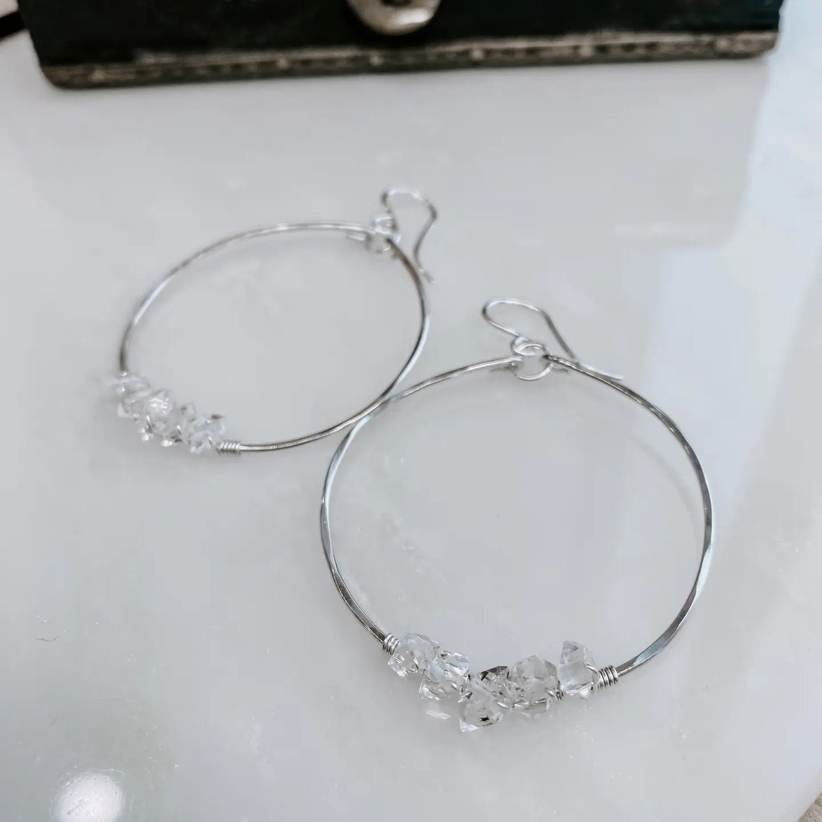 Multi Herkimer Diamond Hoop Earrings