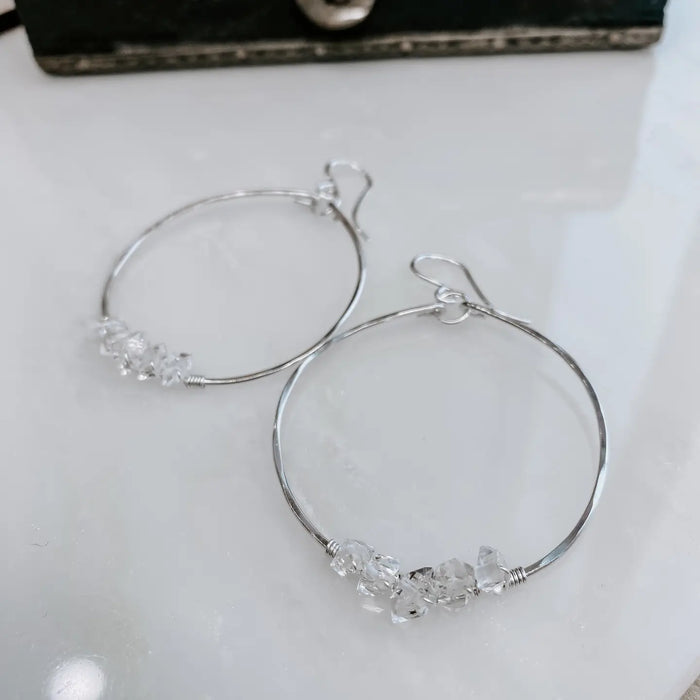 Multi Herkimer Diamond Hoop Earrings