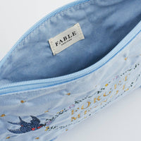 Forget Me Not Blue Velvet Embroidered Pouch