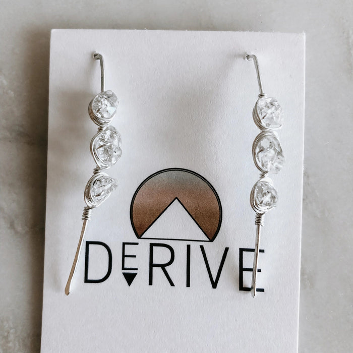Atlantic Threader Earrings with Herkimer Diamonds