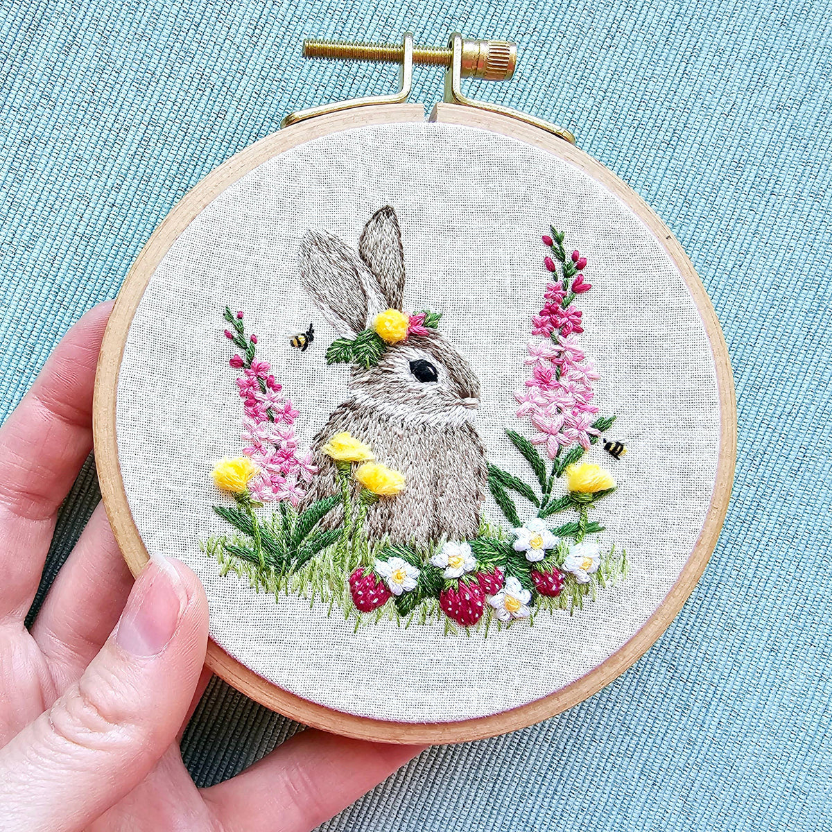 Berry Patch Bunny DIY Embroidery Craft Kit