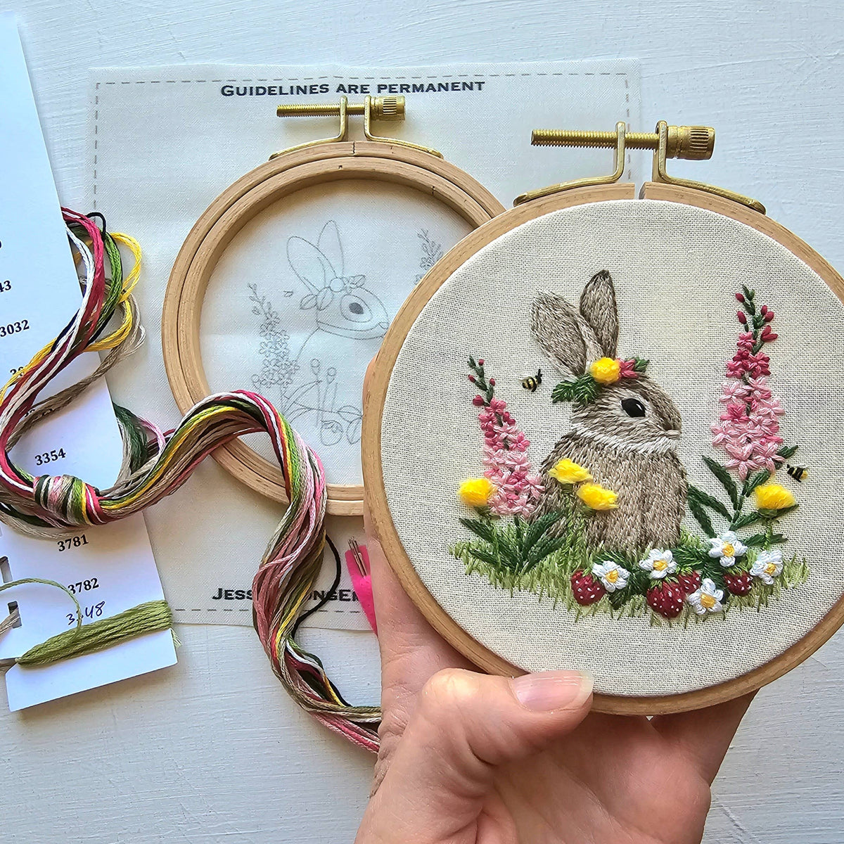 Berry Patch Bunny DIY Embroidery Craft Kit — alternate view